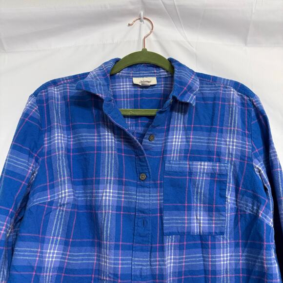 Style & Co Blue Plaid Flannel Button Down Sz MP - Picture 3 of 12